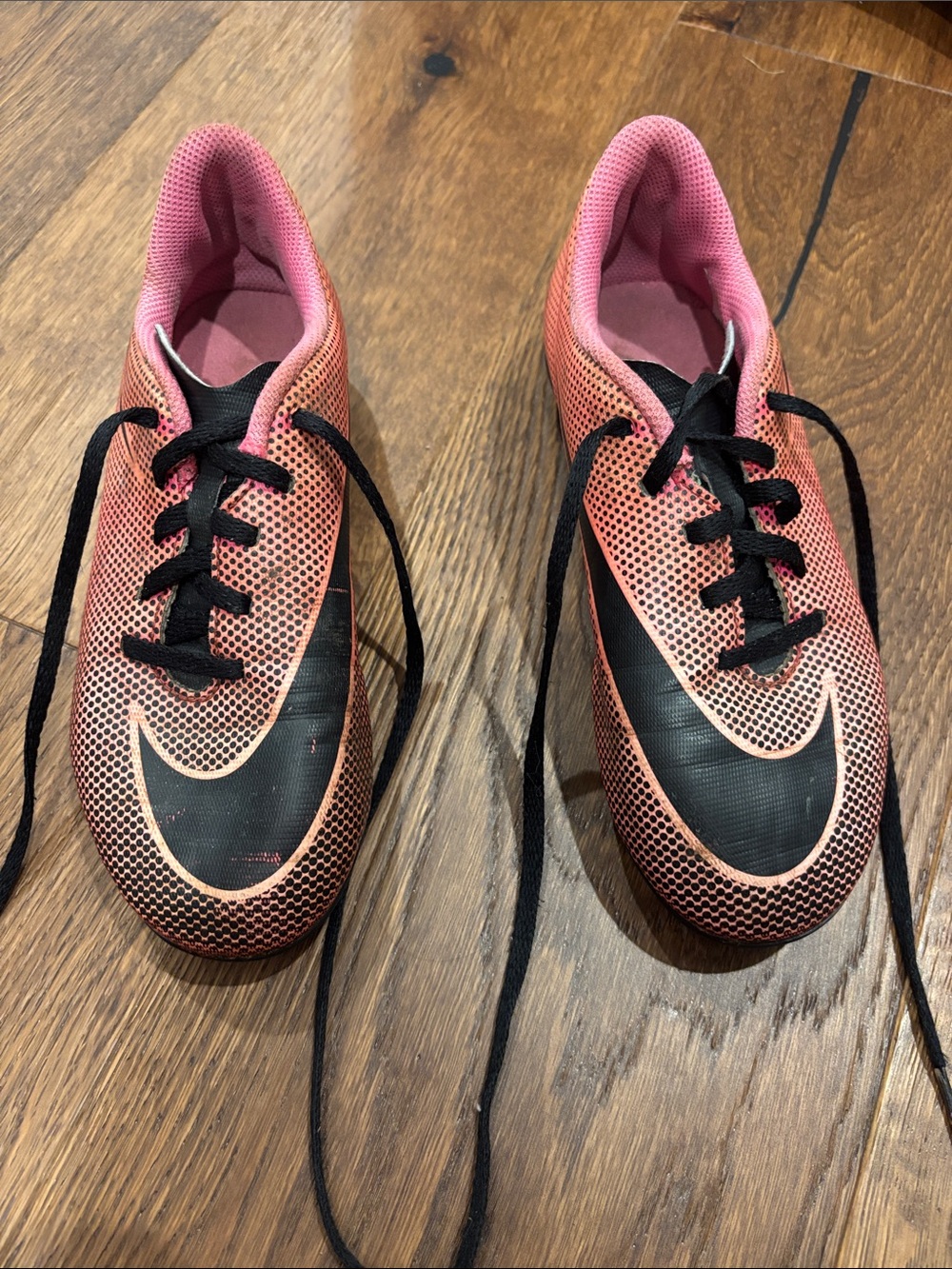 Nike Pink and Black Youth Soccer Shoes